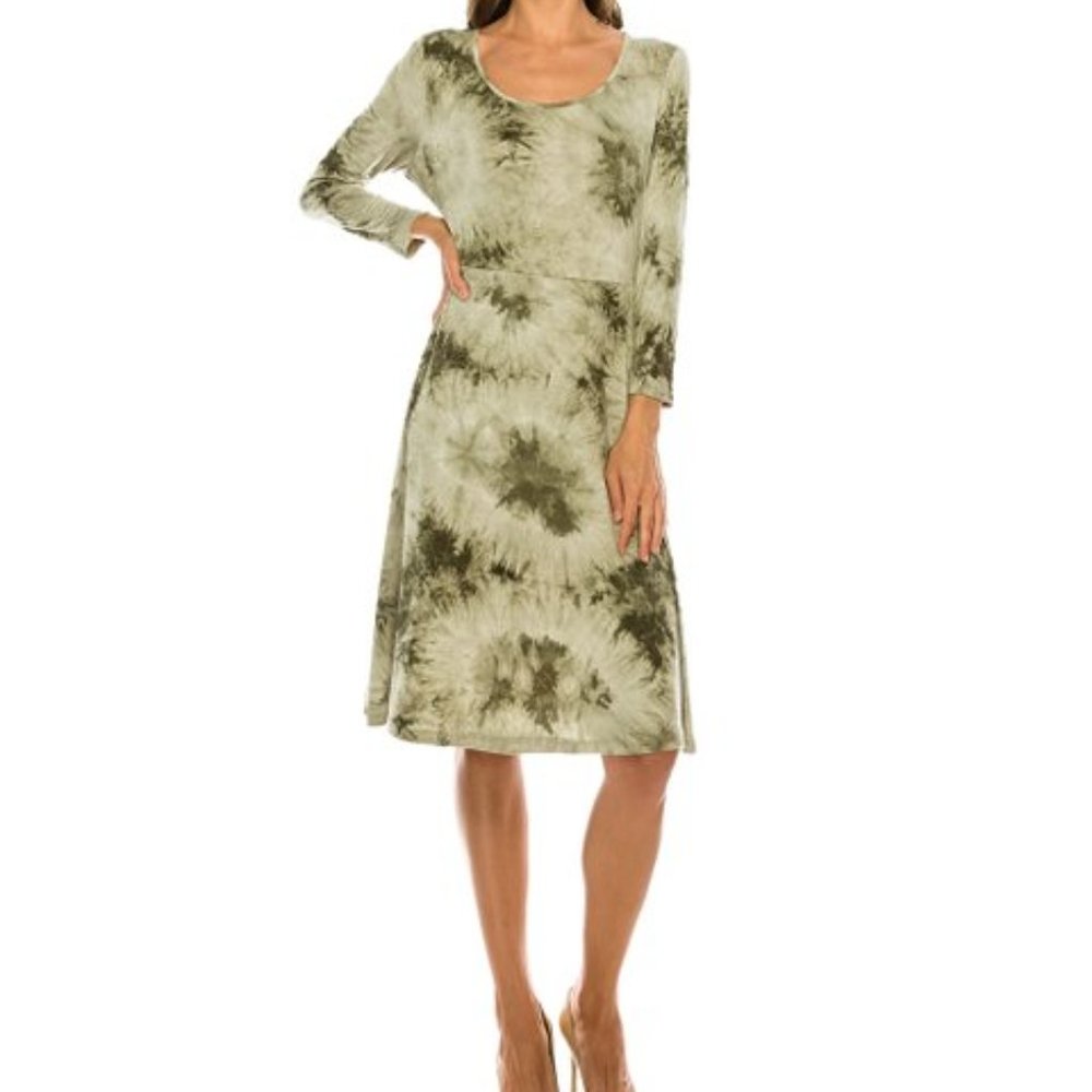 NWT Urban Diction | Loden Forest Tie-Dye A-Line Dress - Women - XL